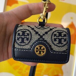 TORY BURCH Headphone case with strap Blue Jacquard